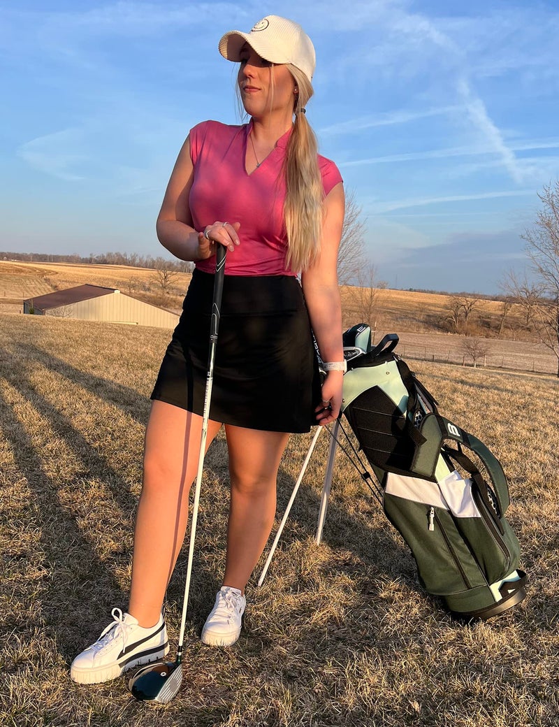 Fulbelle Black Tennis Skirt, Athletic High Waisted Skirts for Women Double Layered Elasitc Waistband Golf Skorts with Pockets Casual Summer Small - Image 2